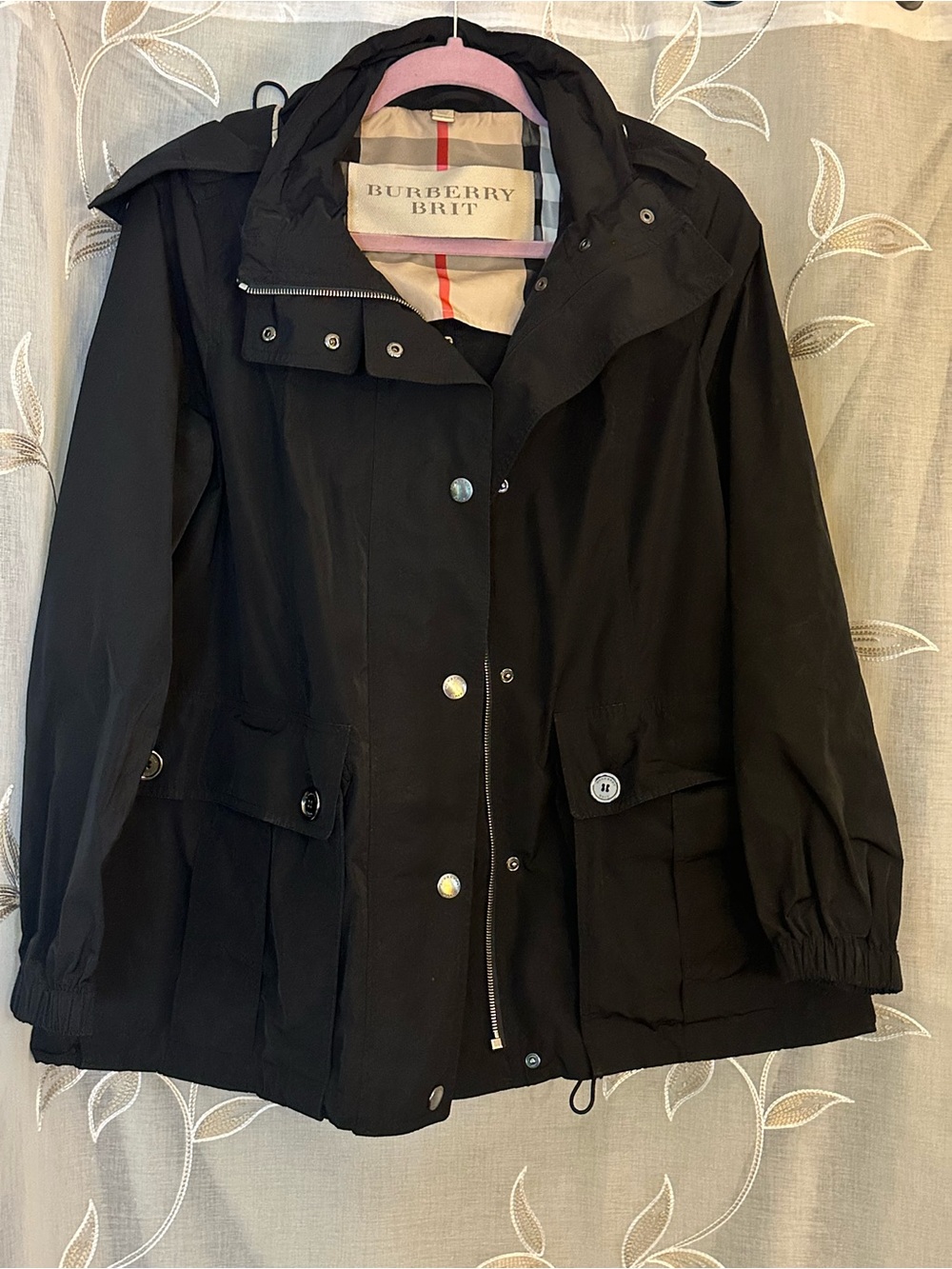 Burberry Brit Black Hooded Rain Jacket Women’s US 4